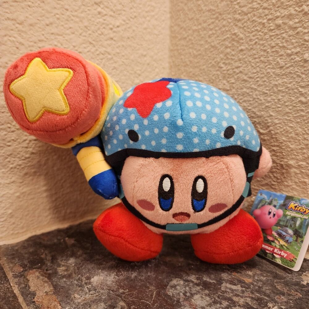 Plush - Kirby w/ Toy Hammer & Helmet, 5-inch (NEW) - Nintendo